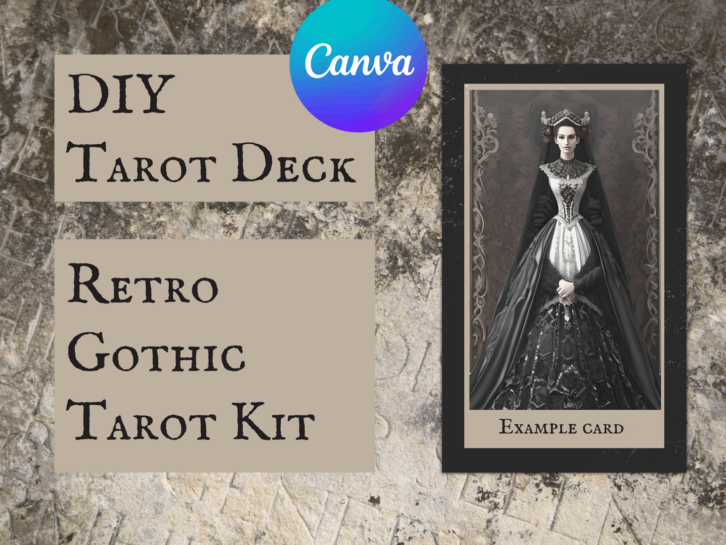 Retro Gothic Tarot Card Template | DIY Make Your Own Tarot Card Deck | 78 Printable Tarot Cards | Easy Canva Template Tutorial