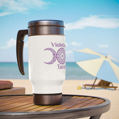 Violetann Tarot Logo - Stainless Steel Travel Mug with Handle, 14oz
