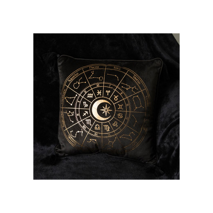 35cm Square Black Astrology Wheel Cushion