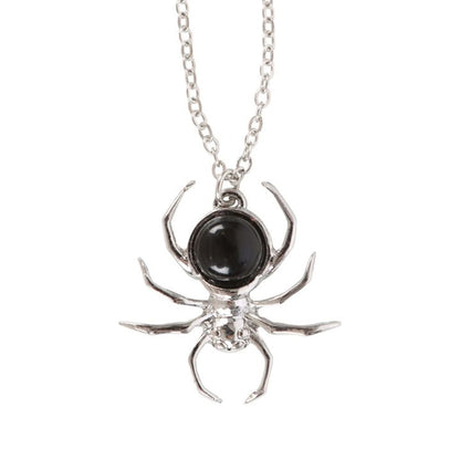 Black Obsidian Spider Pendant Necklace