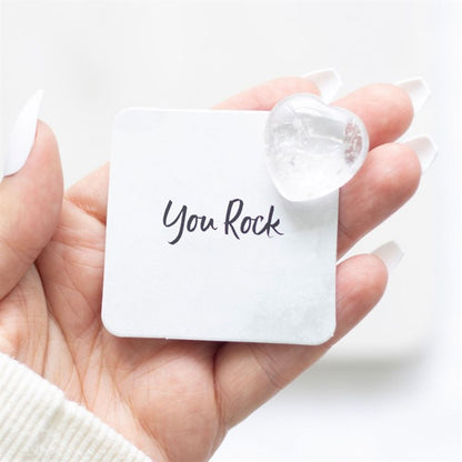 You Rock Clear Quartz Crystal Heart in a Bag