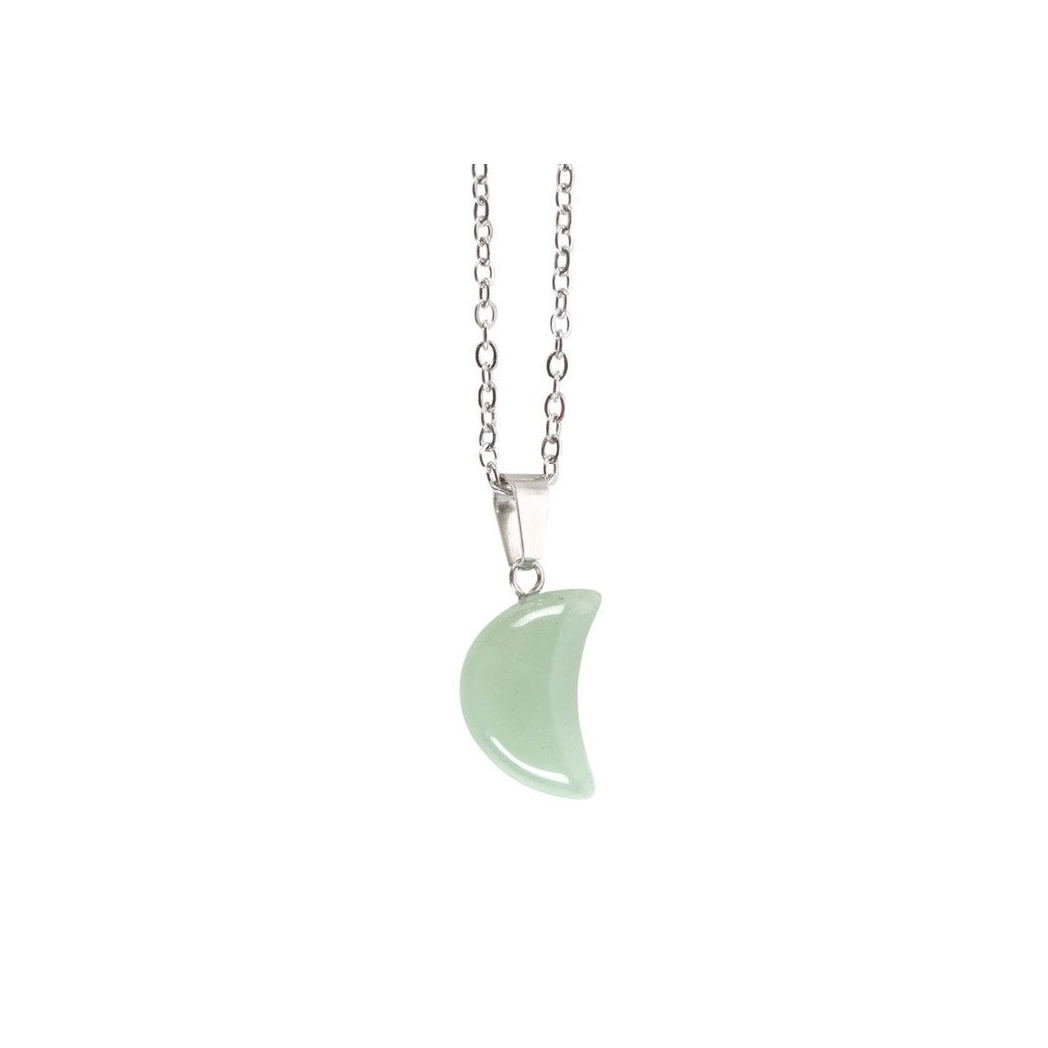 Green Aventurine Crystal Moon Necklace on Greeting Card