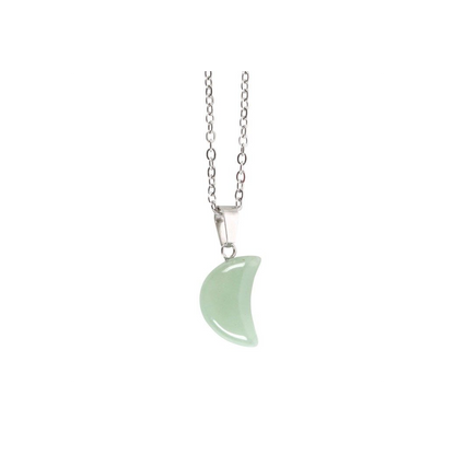 Green Aventurine Crystal Moon Necklace on Greeting Card