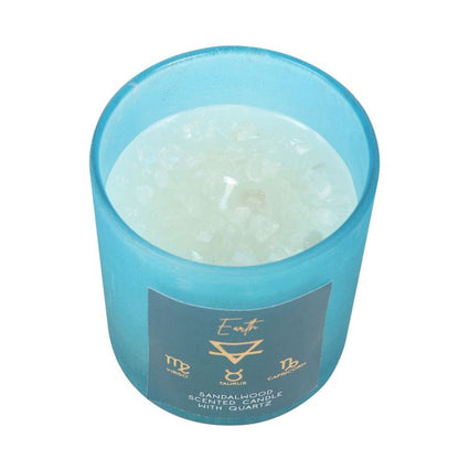 Earth Element Sandalwood Crystal Chip Candle