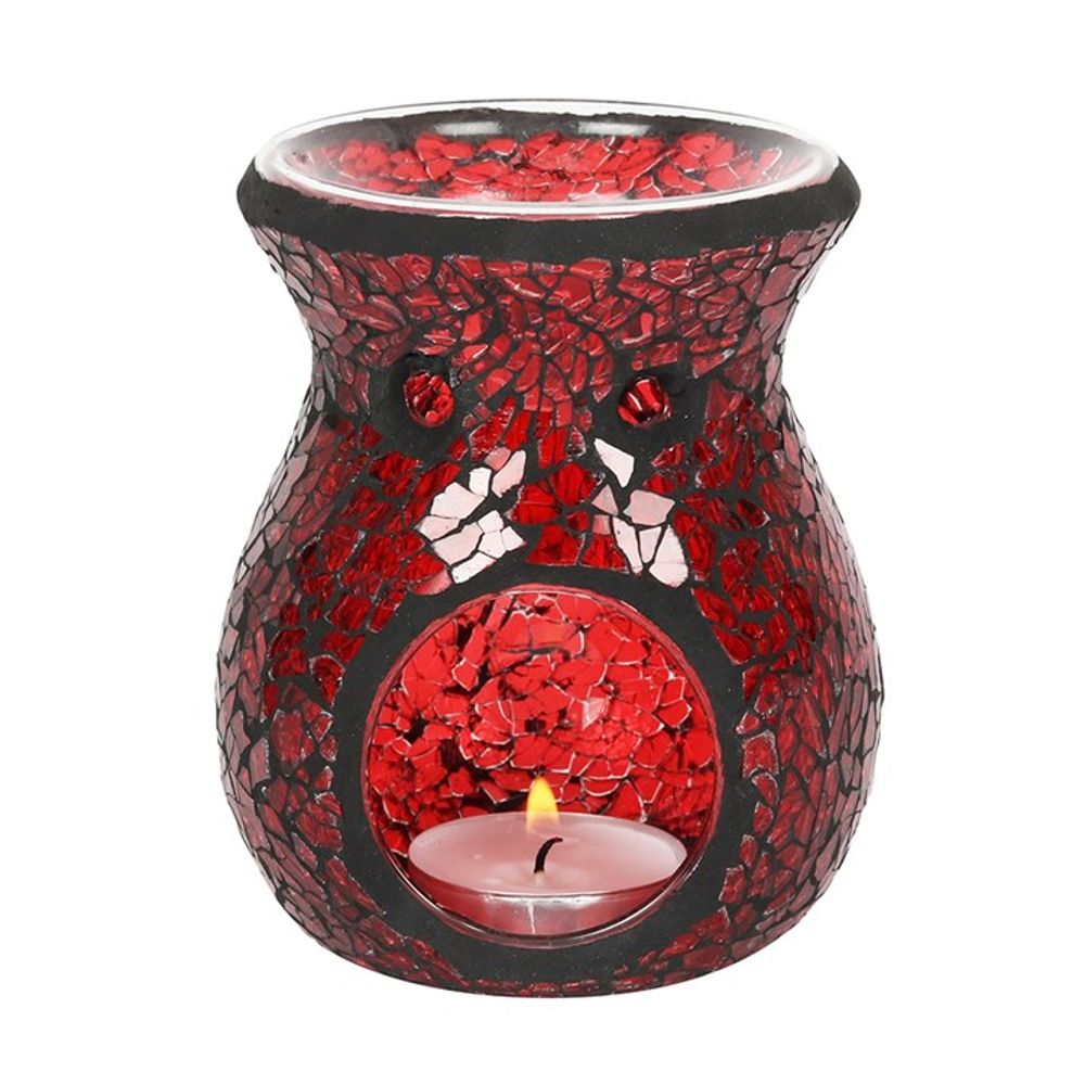 Small Red Crackle Glass Oil Burner