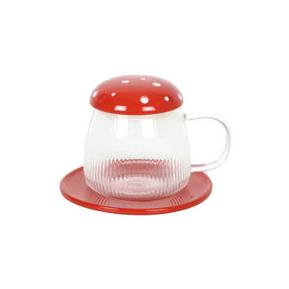 Glass Mushroom Mug and Saucer