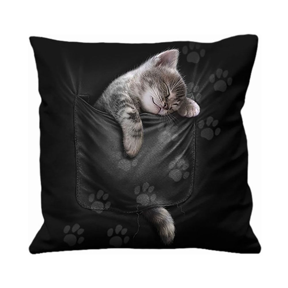 40cm Square Pocket Kitten Cushion by Spiral Direct