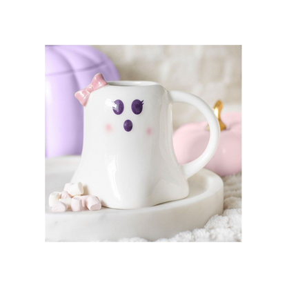 Miss Boo Ghost Shaped Mug with Bow