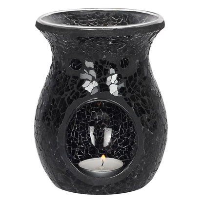 Large Black Crackle Oil Burner