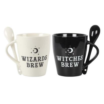 Witch and Wizard Couples Mug and Spoon Set