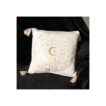 35cm Square Off White Astrology Wheel Cushion