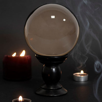 Large Smoke Grey Crystal Ball on Stand