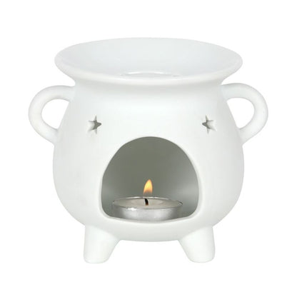 White Triple Moon Cauldron Oil Burner