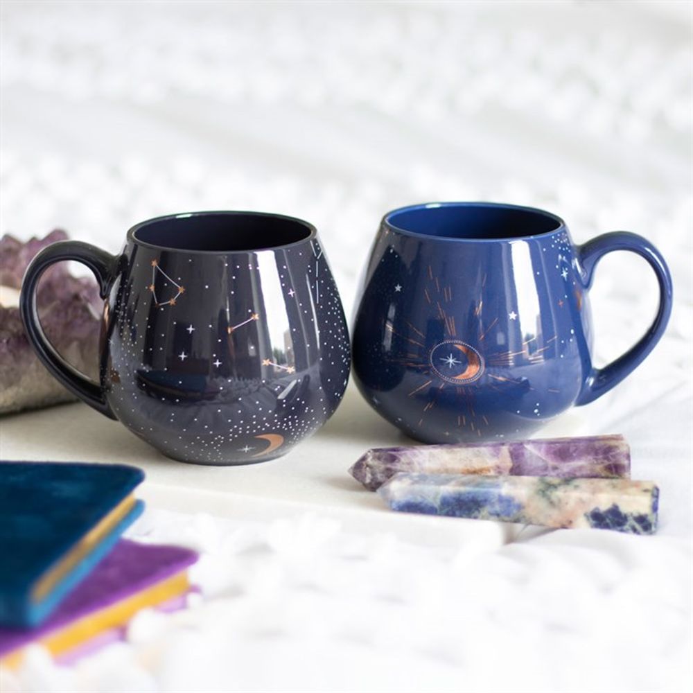 Blue Crescent Moon Rounded Mug