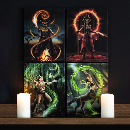 19x25cm Fire Element Sorceress Canvas Plaque by Anne Stokes