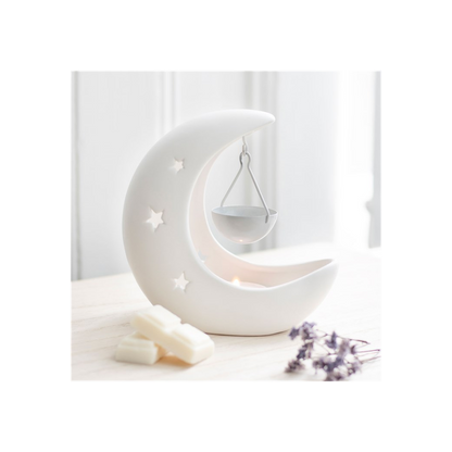 White Crescent Moon Hanging Oil Burner