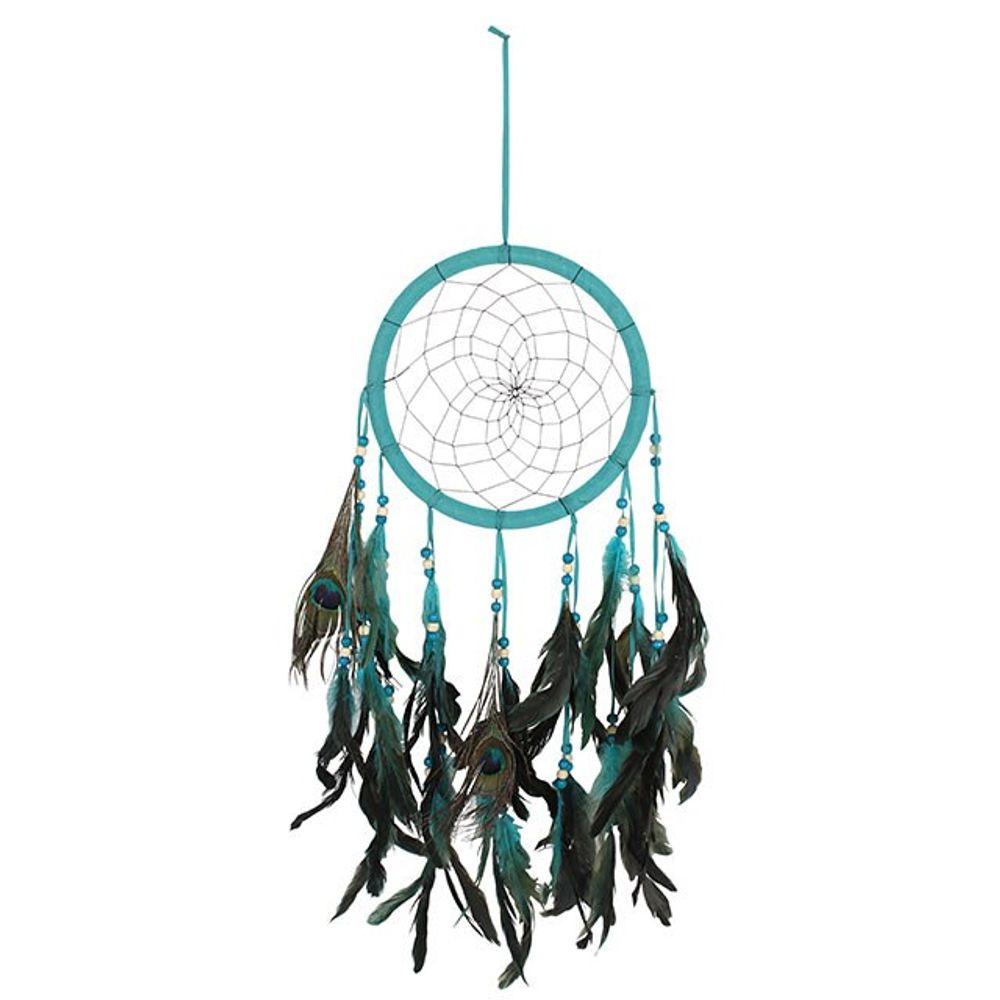 Turquoise Peacock Feather Dreamcatcher