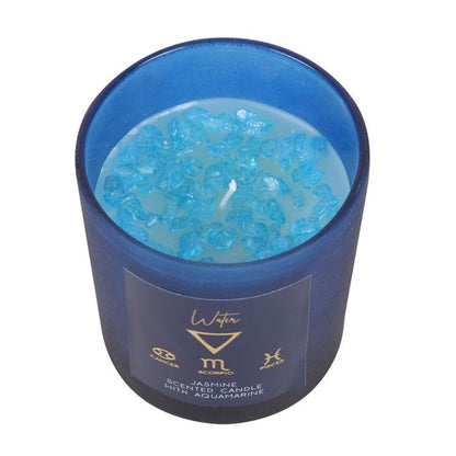 Water Element Jasmine Crystal Chip Candle