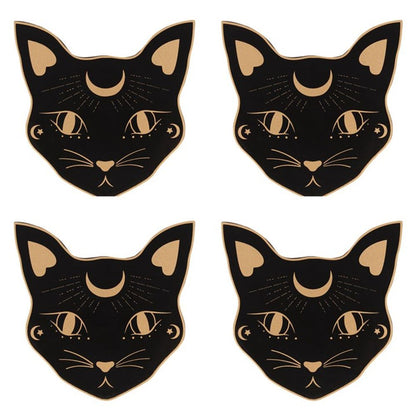 Mystic Mog Cat Face Coaster Set