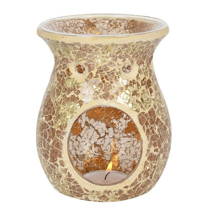 Large Gold Crackle Glass Oil Burner