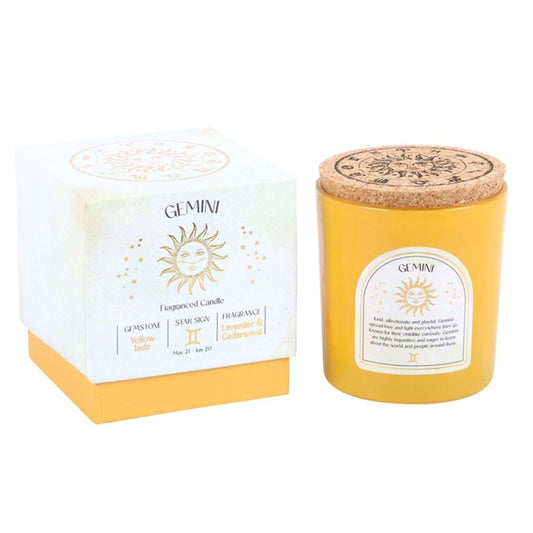 Gemini Lavender & Cedarwood Gemstone Zodiac Candle