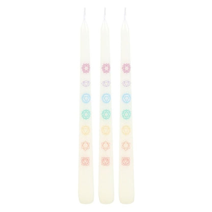 Set of 3 Chakra Balancing Taper Dinner Candles