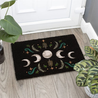 Black Dark Forest Moon Phase Doormat