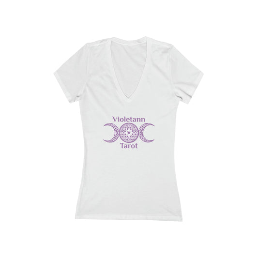 Violetann Tarot Logo - Women's Jersey Short Sleeve Deep V-Neck Tee